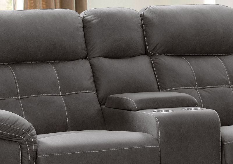 Console Area on the Keystone Reclining Sectional Sofa | Home Furniture Plus Bedding