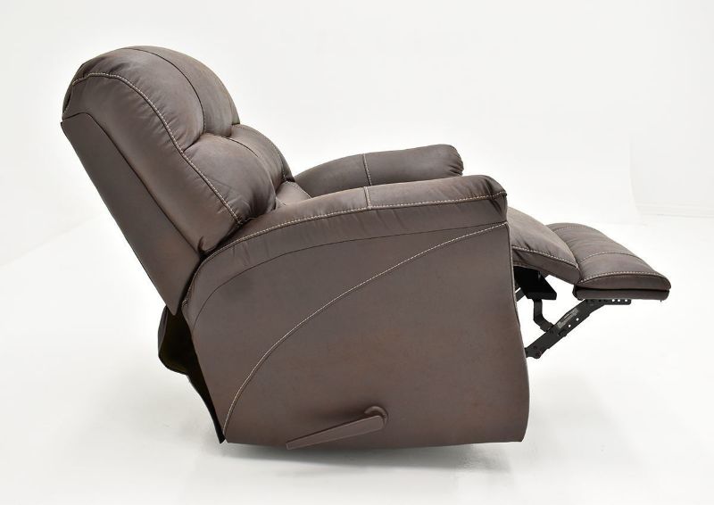 Side View with Recliner Open on the Sierra Rocker Recliner with Brown Upholstery | Home Furniture Plus Bedding