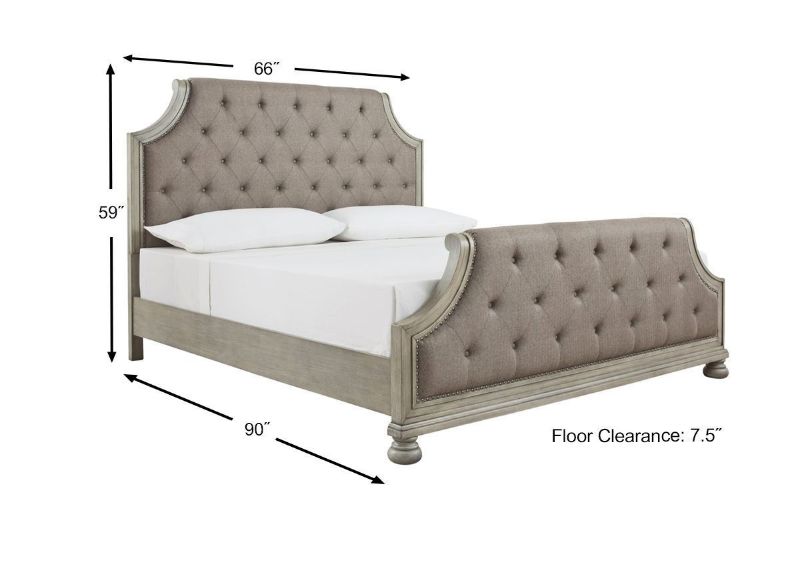 Dimension Details of the Falkhurst Queen Size Upholstered Bed by Ashley Furniture | Home Furniture Plus Bedding