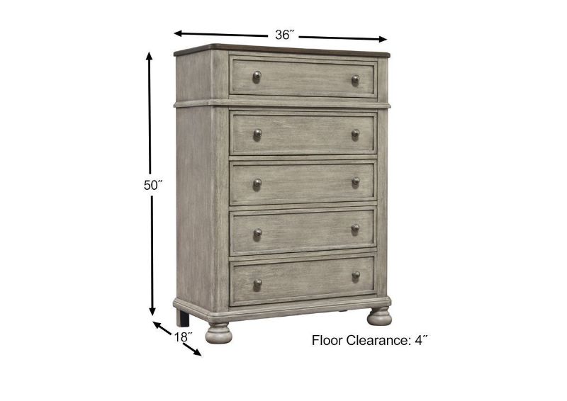 Dimension Details of the Falkhurst 5 Drawer Chest of Drawers by Ashley Furniture | Home Furniture Plus Bedding