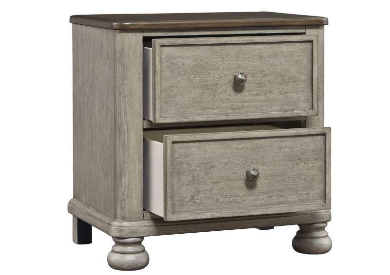 Slightly Angled View of Opened Drawers  on the Falkhurst 2 Drawer Nightstand by Ashley Furniture | Home Furniture Plus Bedding