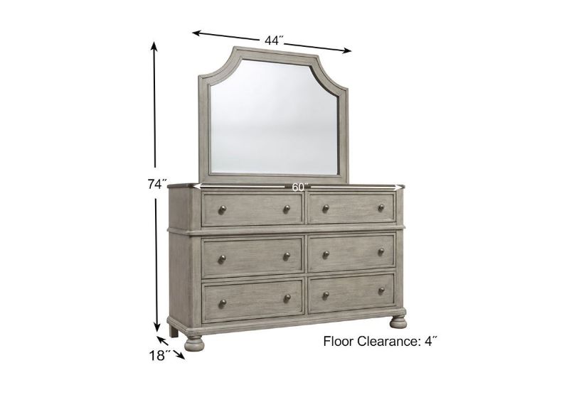 Dimension Details on of the Falkhurst Dresser with Mirror by Ashley Furniture | Home Furniture Plus Bedding