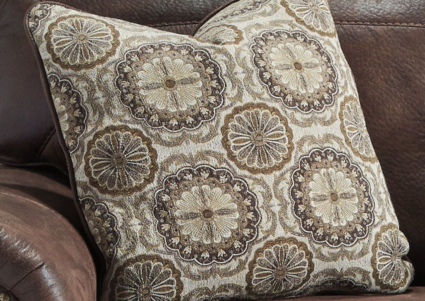 Close Up of the Accent Pillow Included in the Breville Loveseat by Ashley Furniture | Home Furniture Plus Bedding