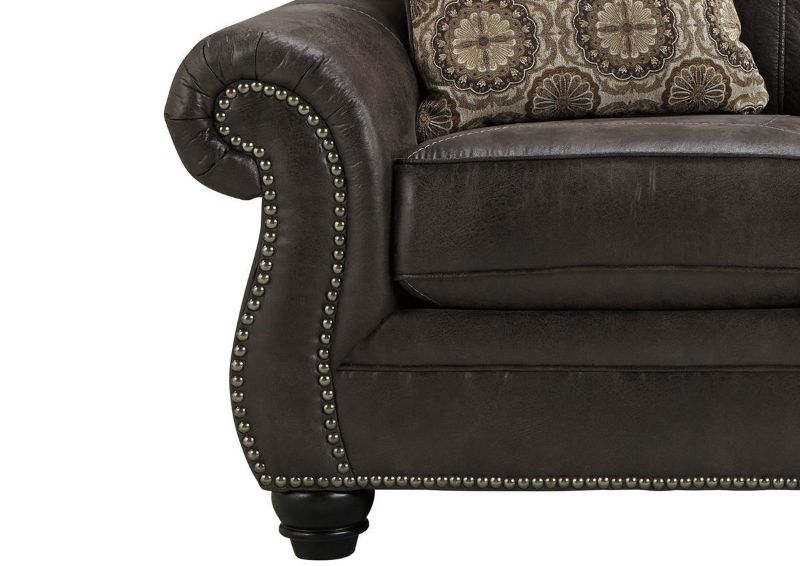Close Up of the Nailhead Accents on the Breville Loveseat by Ashley Furniture | Home Furniture Plus Bedding