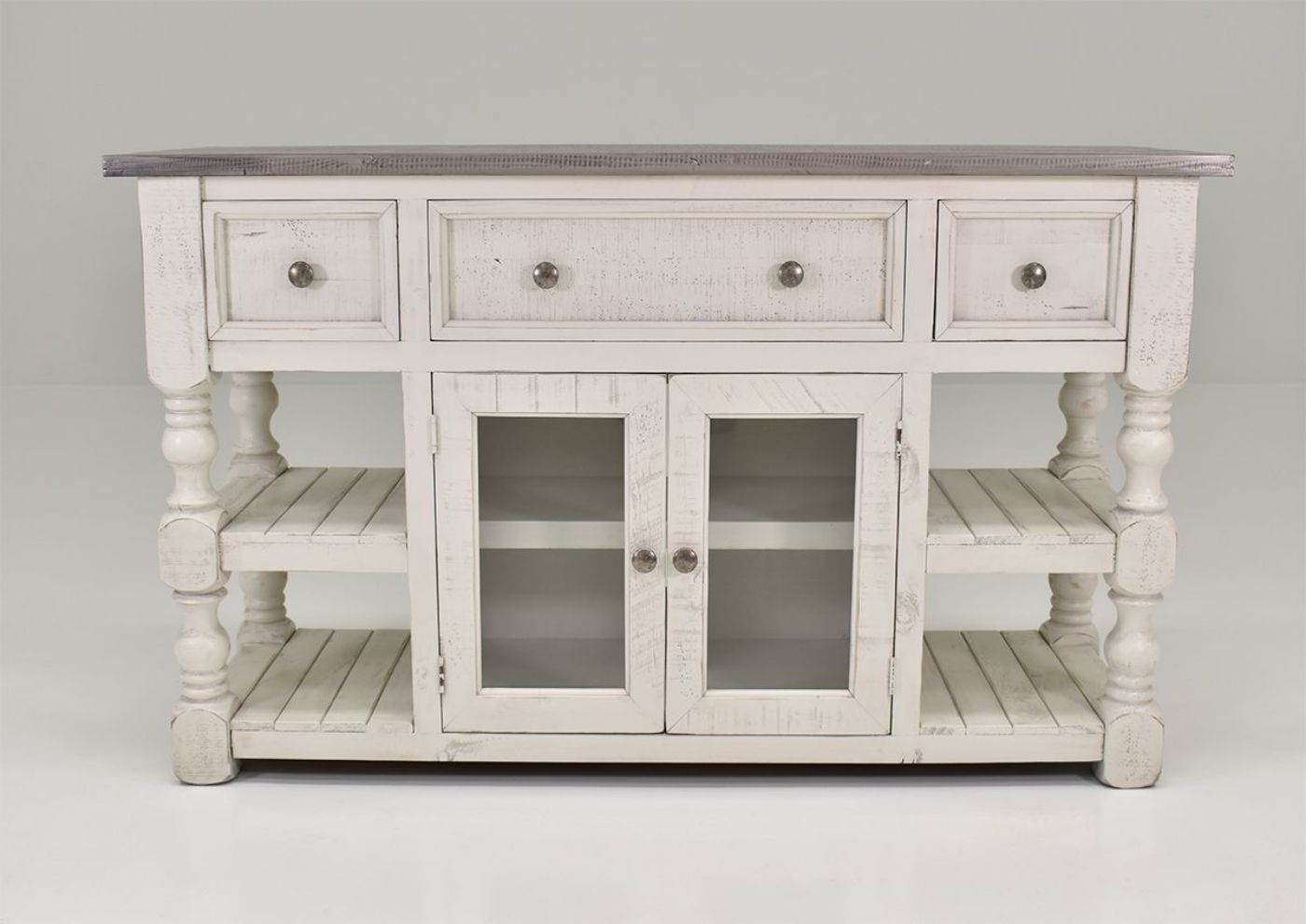 Off White Stone 60 Inch TV Stand by International Furniture Showing the Front View | Home Furniture Plus Bedding