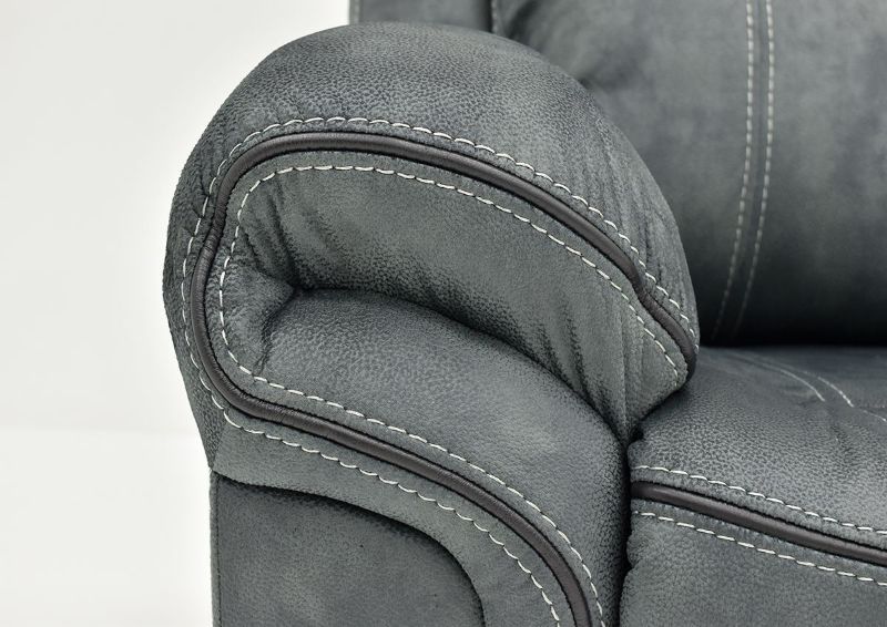 Close Up View of the Padded Arms on the Knoxville Reclining Sofa in Gray by Standard Furniture | Home Furniture Plus Bedding
