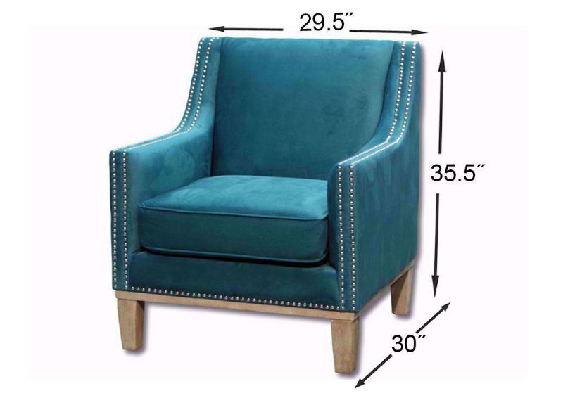 Dimension Details on the Teal Blue Augusta Accent Chair | Home Furniture Plus Bedding