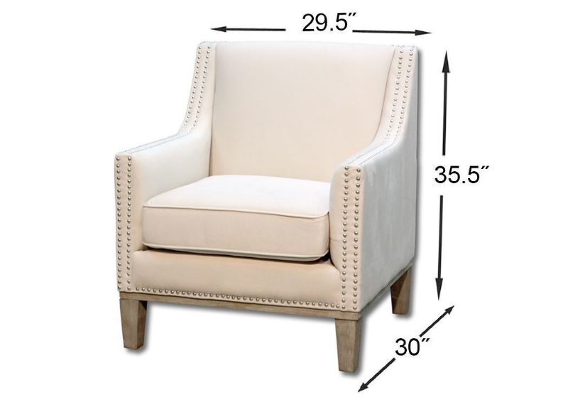 Dimension Details on the Cream Augusta Accent Chair | Home Furniture Plus Bedding