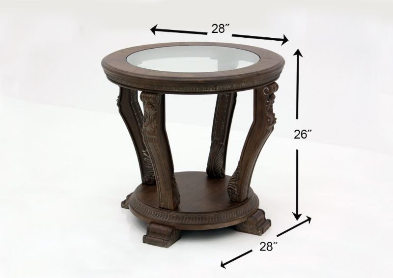 Dimension Details of the Charmond Round End Table by Ashley Furniture | Home Furniture Plus Bedding