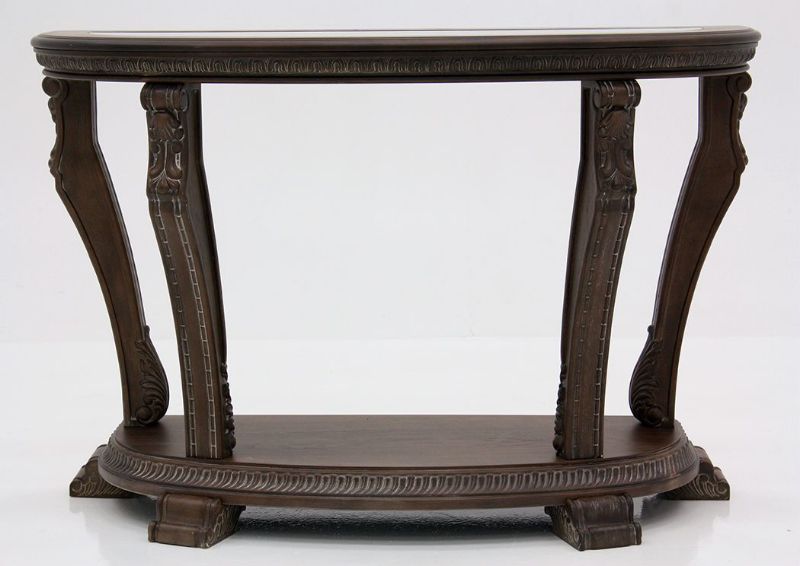 Brown Charmond Round Sofa Table by Ashley Furniture Facing Front | Home Furniture Plus Bedding