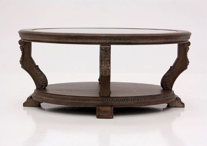 Brown Charmond Oval Coffee Table by Ashley Furniture Facing Front | Home Furniture Plus Mattress