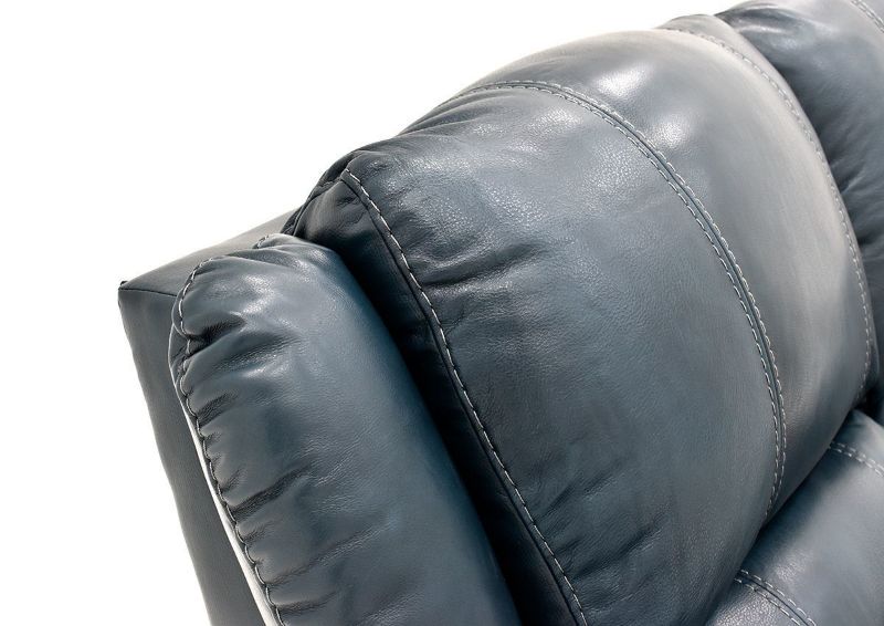 Close Up of Headrest on the Navy Blue Mercury POWER Leather Reclining Sofa by Homestretch | Home Furniture Plus Bedding