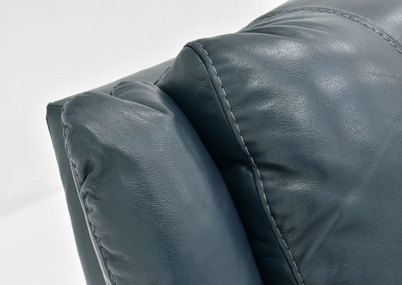 Close Up of Headrest on the Navy Blue Mercury Leather Glider Reclining Loveseat by Homestretch | Home Furniture Plus Bedding