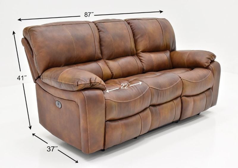 Dimension Details on the Legend POWER Leather Reclining Sofa by Man Wah | Home Furniture Plus Bedding