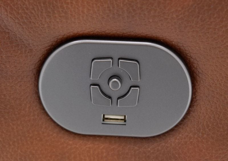 Close Up of the Power Reclining Buttons on the Legend POWER Leather Reclining Sofa | Home Furniture Plus Bedding