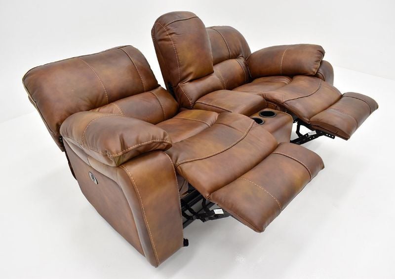 Angle View with Recliners Open on the Legend POWER Leather Reclining Loveseat by Man Wah | Home Furniture Plus Bedding