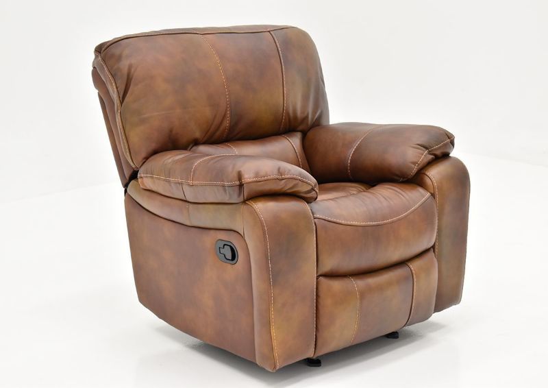 Angled View of the Legend Leather Glider Recliner by Man Wah | Home Furniture Plus Bedding