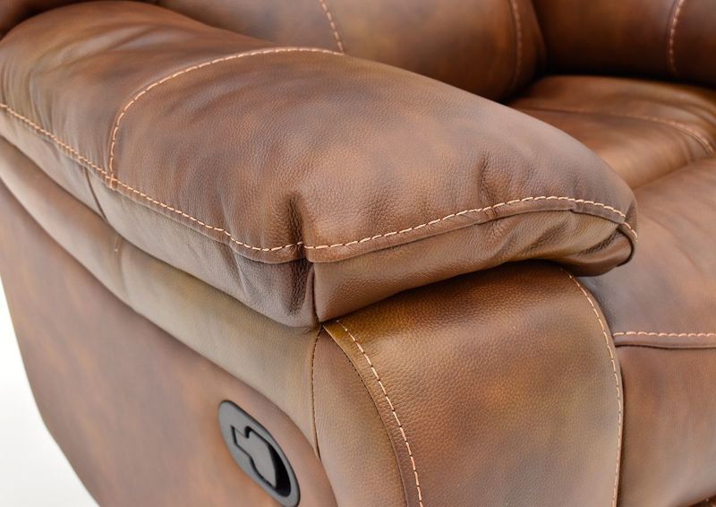 Close Up of the Padded Armrest on the Legend Leather Glider Recliner by Man Wah | Home Furniture Plus Bedding