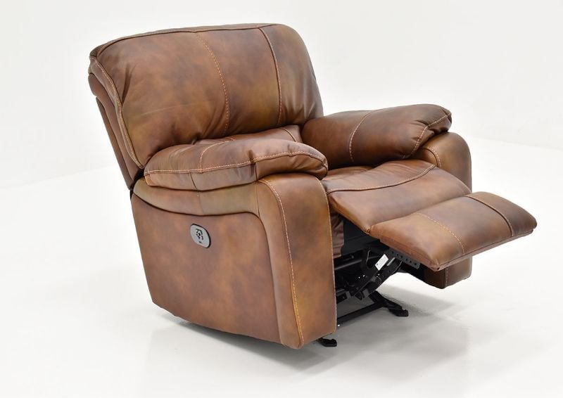 Side View with Recliner Open on the Legend POWER Leather Recliner by Man Wah | Home Furniture Plus Bedding