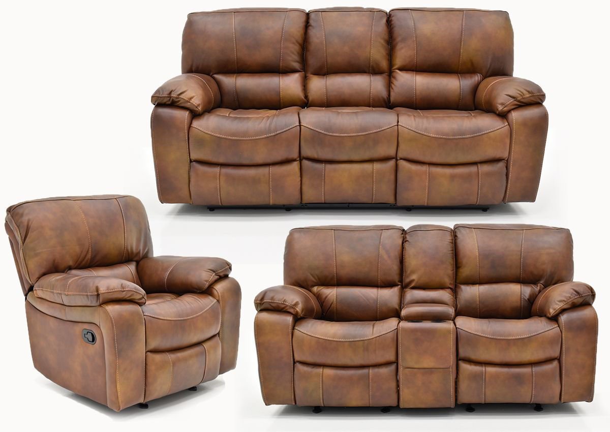 Legend Leather Reclining Sofa Set - Brown
