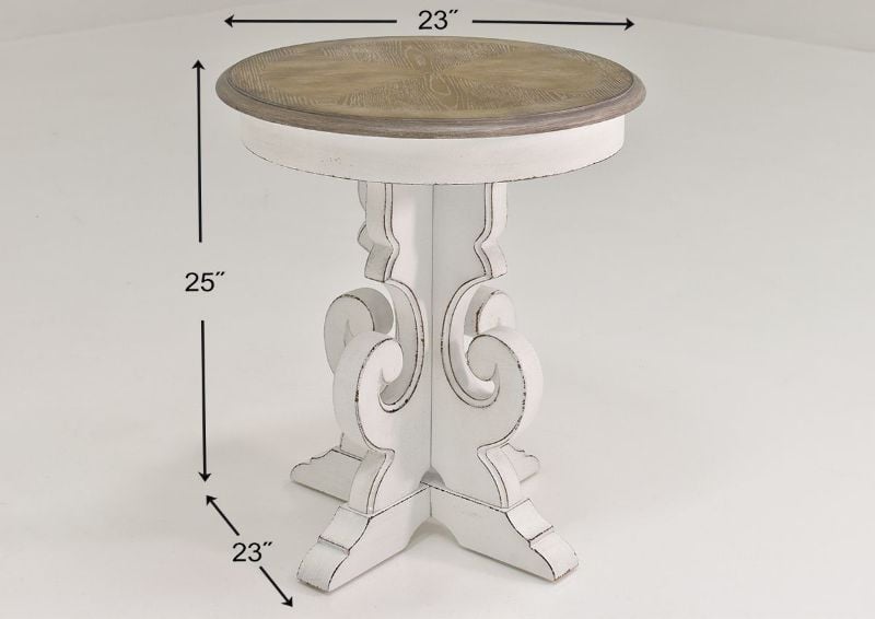 Dimension Details on the Magnolia Manor Round End Table | Home Furniture Plus Bedding