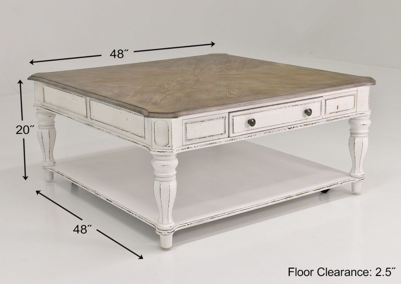 Dimension Details on the Magnolia Manor Square Coffee Table | Home Furniture Plus Bedding