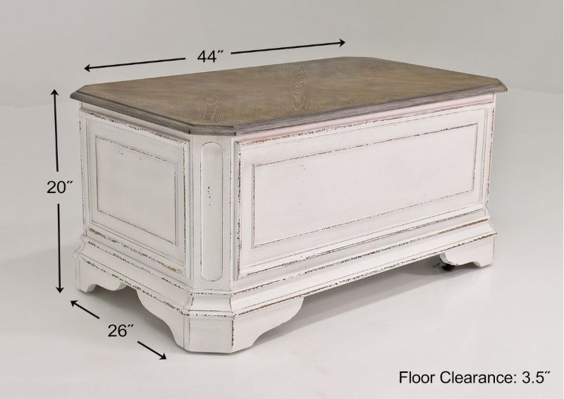 Dimension Details on the Magnolia Manor Storage Trunk | Home Furniture Plus Bedding