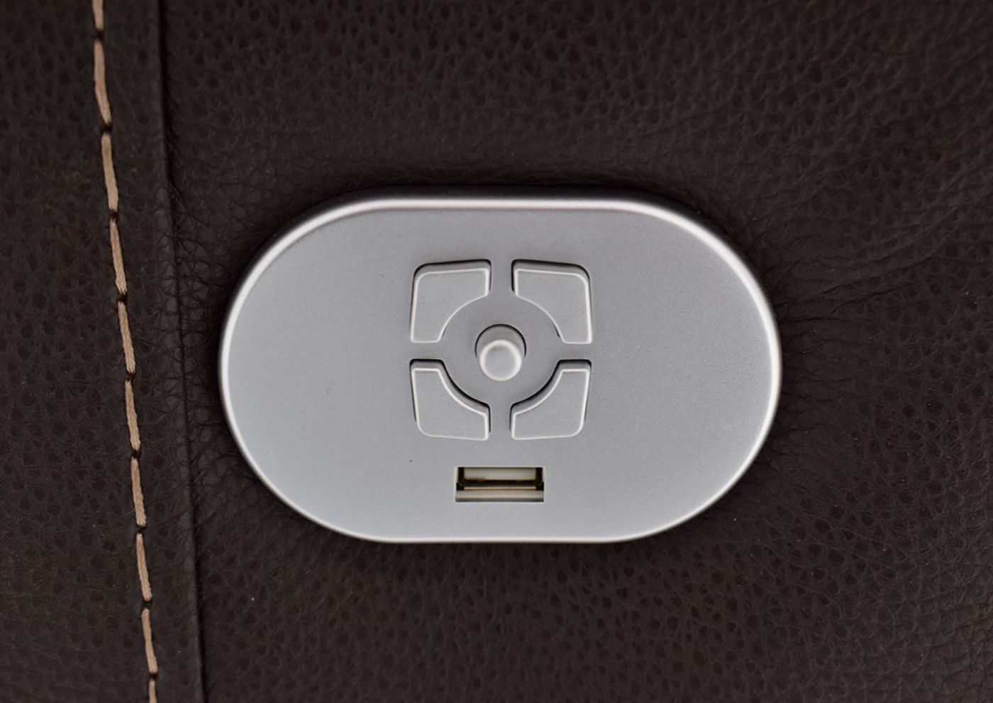 Close Up of the Power Button on the Spartacus POWER Reclining Sectional Sofa | Home Furniture Plus Bedding