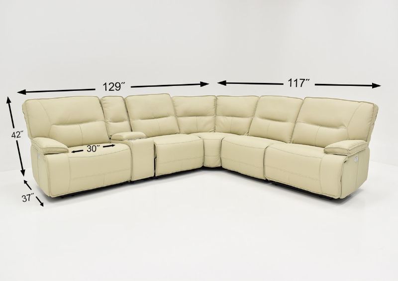 Dimension Details on the Off White Spartacus POWER Reclining Sectional Sofa | Home Furniture Plus Bedding