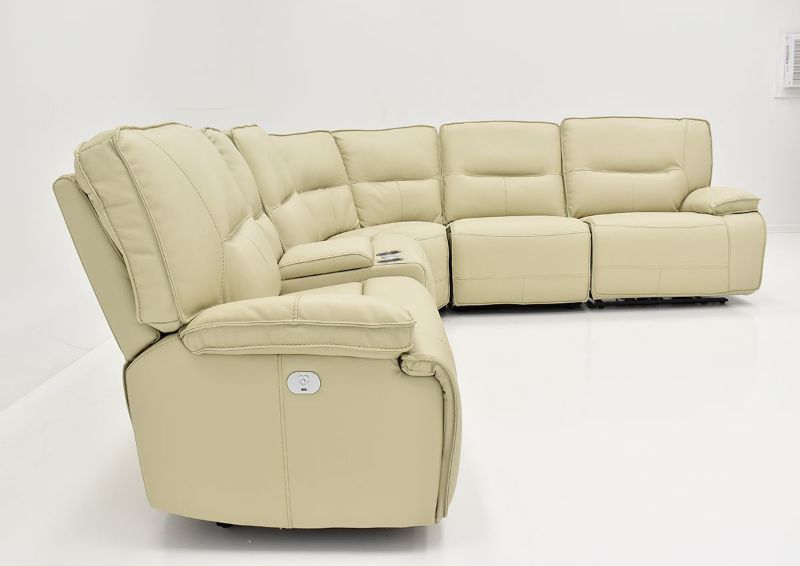 Left Side View of the Off White Spartacus POWER Reclining Sectional Sofa | Home Furniture Plus Bedding