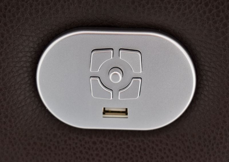 Close Up of the Power Button on the Spartacus POWER Reclining Loveseat | Home Furniture Plus Bedding