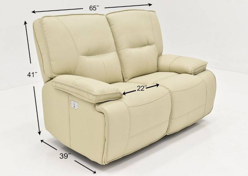 Dimension Details on the Spartacus POWER Reclining Loveseat in Off White | Home Furniture Plus Bedding