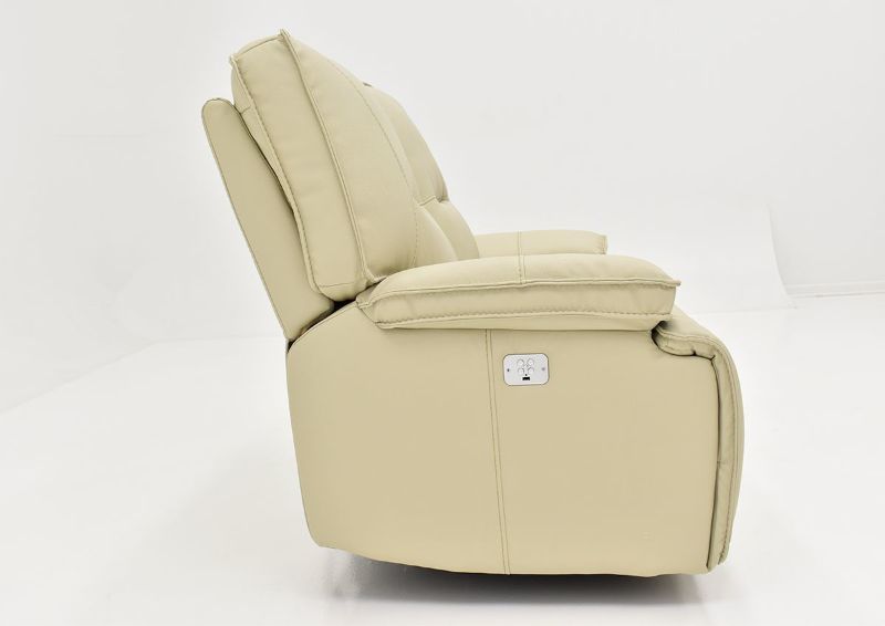 Side Facing View of the Spartacus POWER Reclining Loveseat in Off White | Home Furniture Plus Bedding