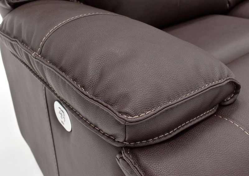 Close Up of the Padded Arms on the Spartacus POWER Reclining Sofa Set | Home Furniture Plus Bedding