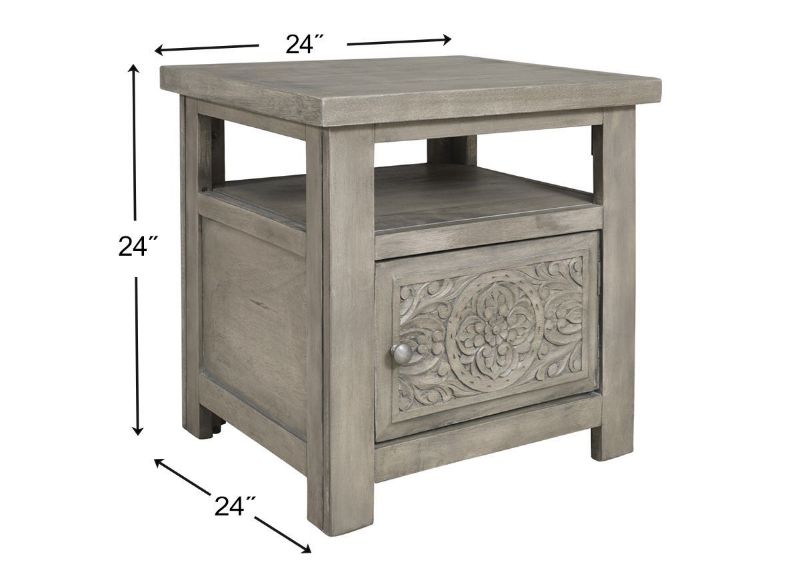 Marcilyn End Table with Dimension Details | Home Furniture Plus Bedding