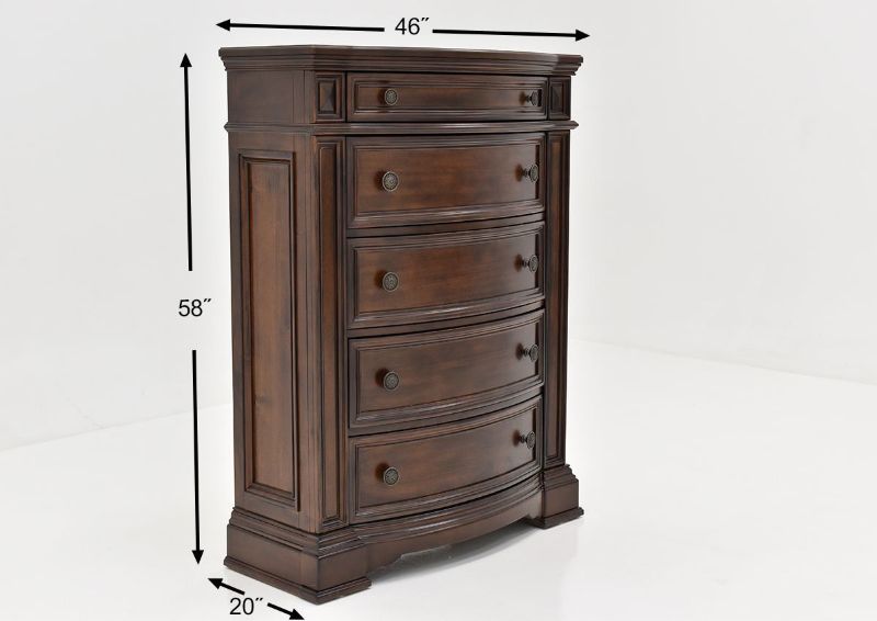 Dimension Details of the Plaza Chest of Drawers in Brown by Avalon Furniture | Home Furniture Plus Bedding