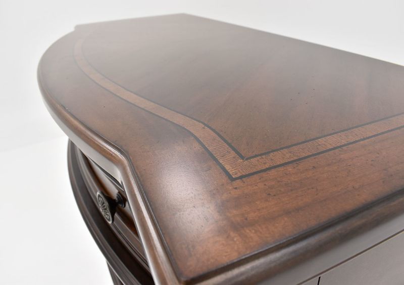 Close Up View of the Top of the Plaza Chest of Drawers in Brown by Avalon Furniture | Home Furniture Plus Bedding