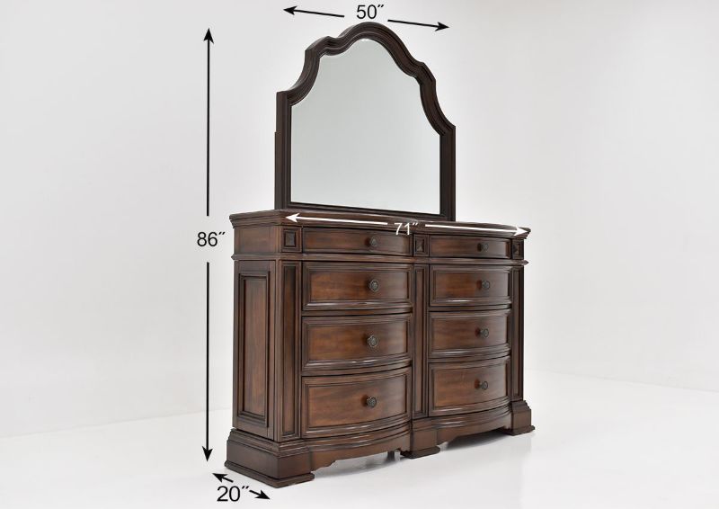 Dimension Details of the Plaza Dresser and Mirror in Brown by Avalon Furniture | Home Furniture Plus Bedding