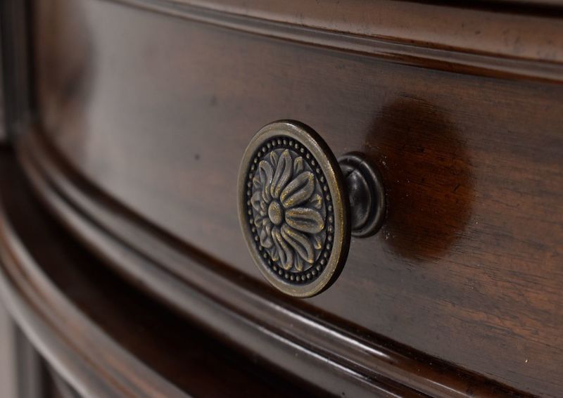 Close Up View of the Knob Hardware on the Plaza Dresser in Brown by Avalon Furniture | Home Furniture Plus Bedding