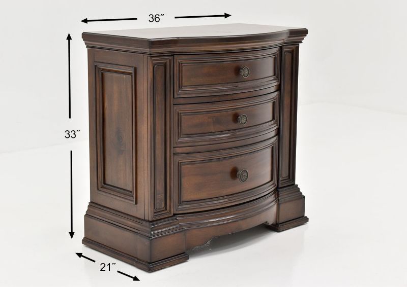 Dimension Details of the Plaza Nightstand in Brown by Avalon Furniture | Home Furniture Plus Bedding