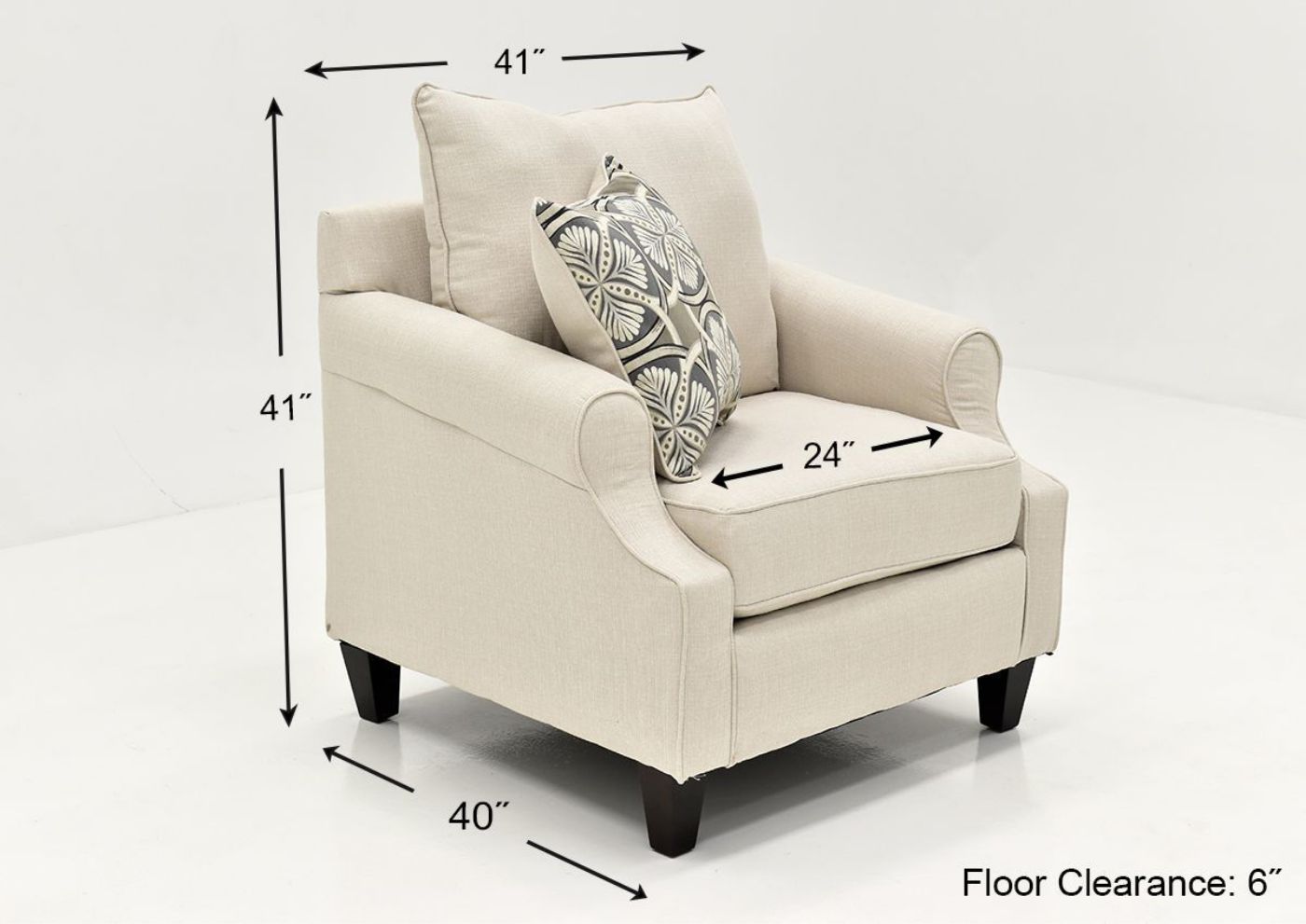 Dimension Details of the Bay Ridge Chair in Off White by Behold | Home Furniture Plus Bedding