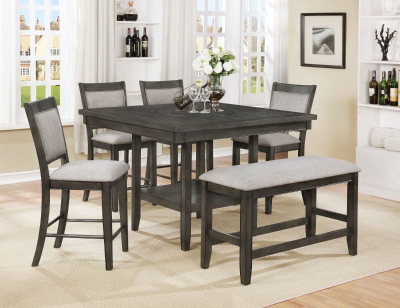 Gray Fulton Dining Table Set with Bench Room Shot | Home Furniture Plus Bedding
