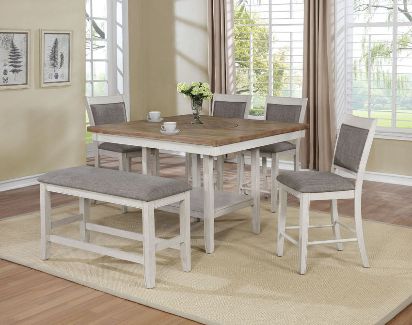 Fulton Dining Table, Bench and 4 Chair Set White Home Furniture