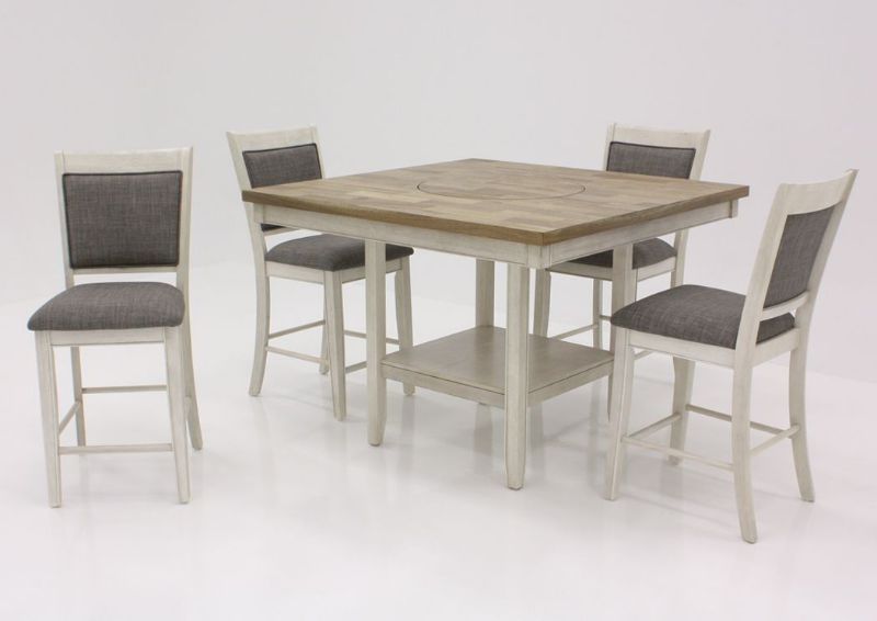 White Fulton Dining Table and 4 Chairs Shown, Included Bench is Not Shown | Home Furniture Plus Bedding