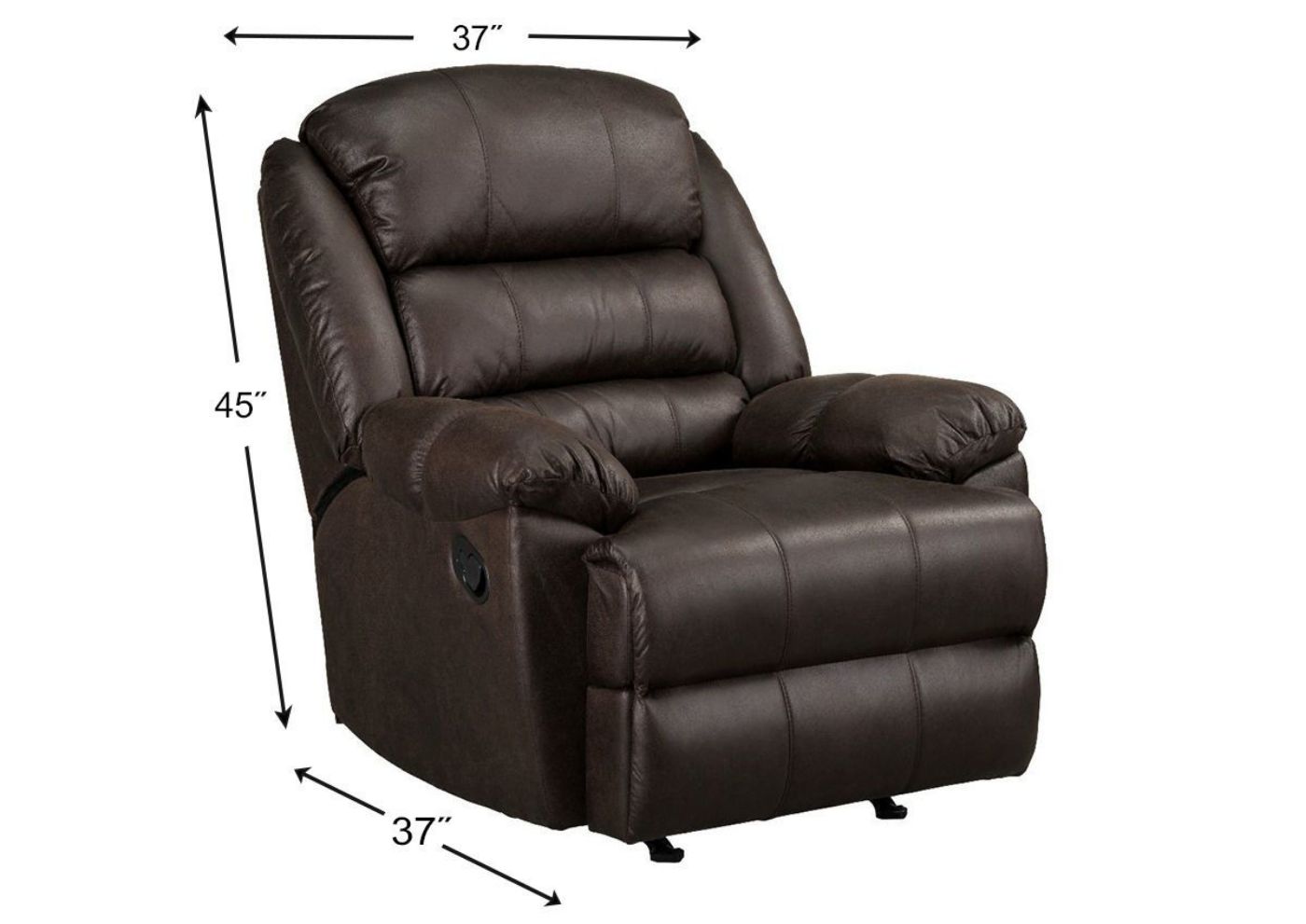 Dimension Details of the Garrett Glider Rocker Recliner in Dark Brown by Standard | Home Furniture Plus Bedding