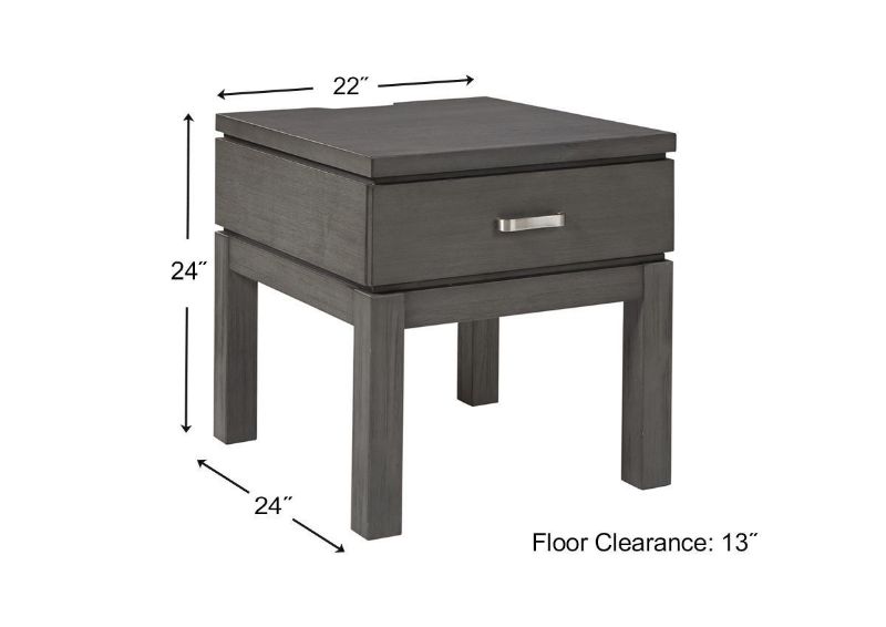 Dimension Details of the Caitbrook End Table in Weathered Gray by Ashley Furniture | Home Furniture Plus Bedding