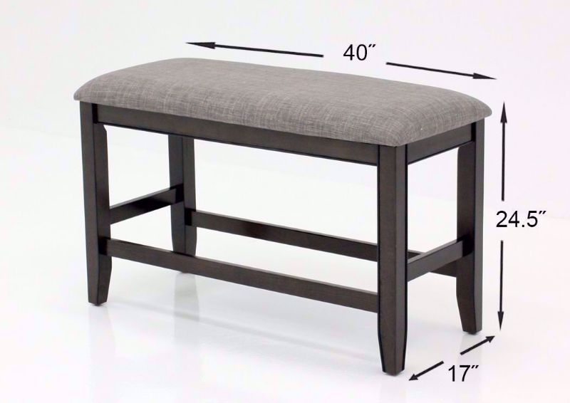View of Dimension Details of the Gray Fulton Bench | Home Furniture Plus Bedding