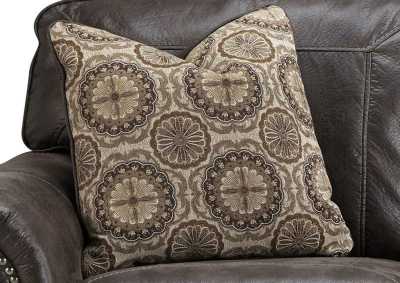 Close Up of an Accent Pillow on the Charcoal Gray Breville Sofa by Ashley Furniture | Home Furniture Plus Bedding