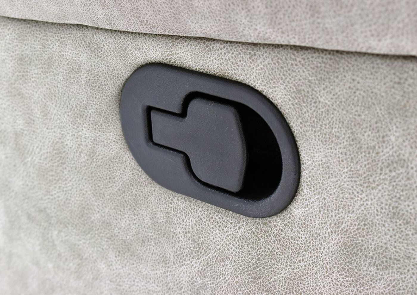 Taupe Acropolis Reclining Loveseat by Standard Showing the Release Lever | Home Furniture Plus Bedding