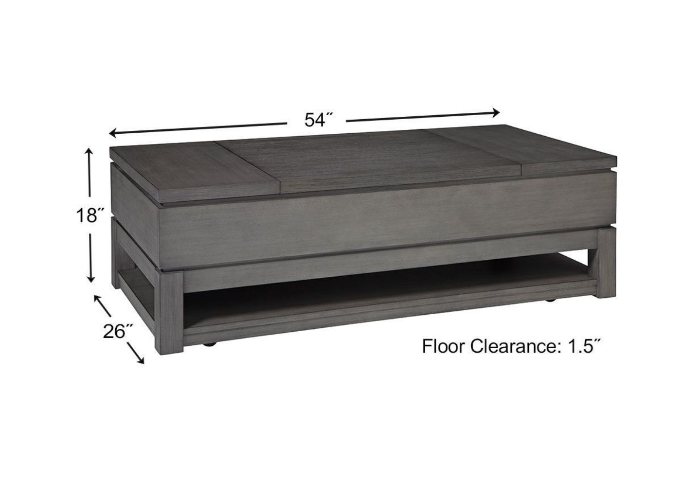 Dimension Details  of the Caitbrook Lift-Top Coffee Table | Home Furniture Plus Bedding